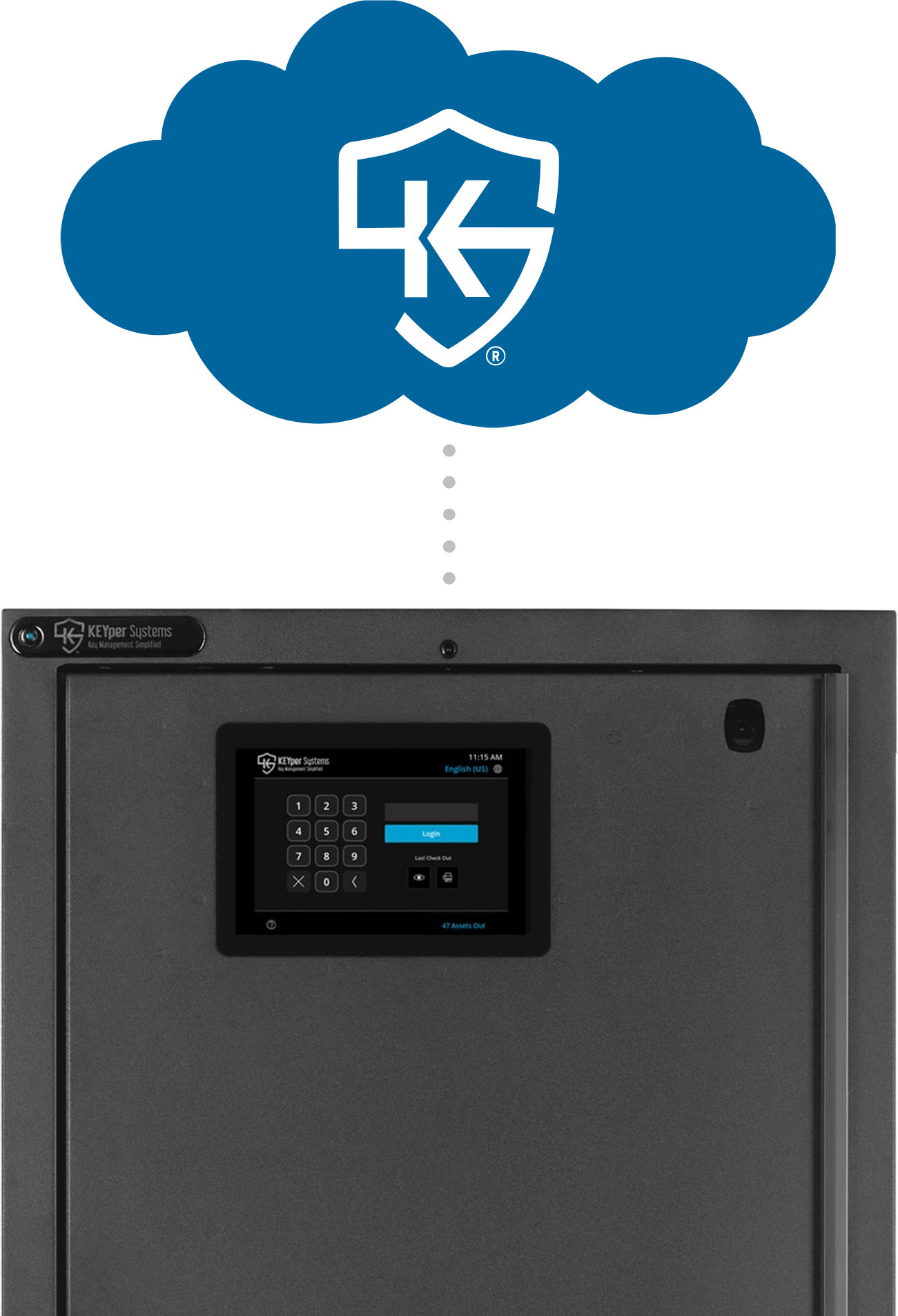 KEYper cloud management connected to a key cabinet