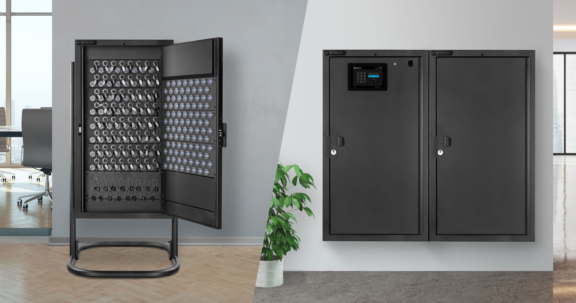 KEYper MX cabinets in standing and wall-mounted configurations